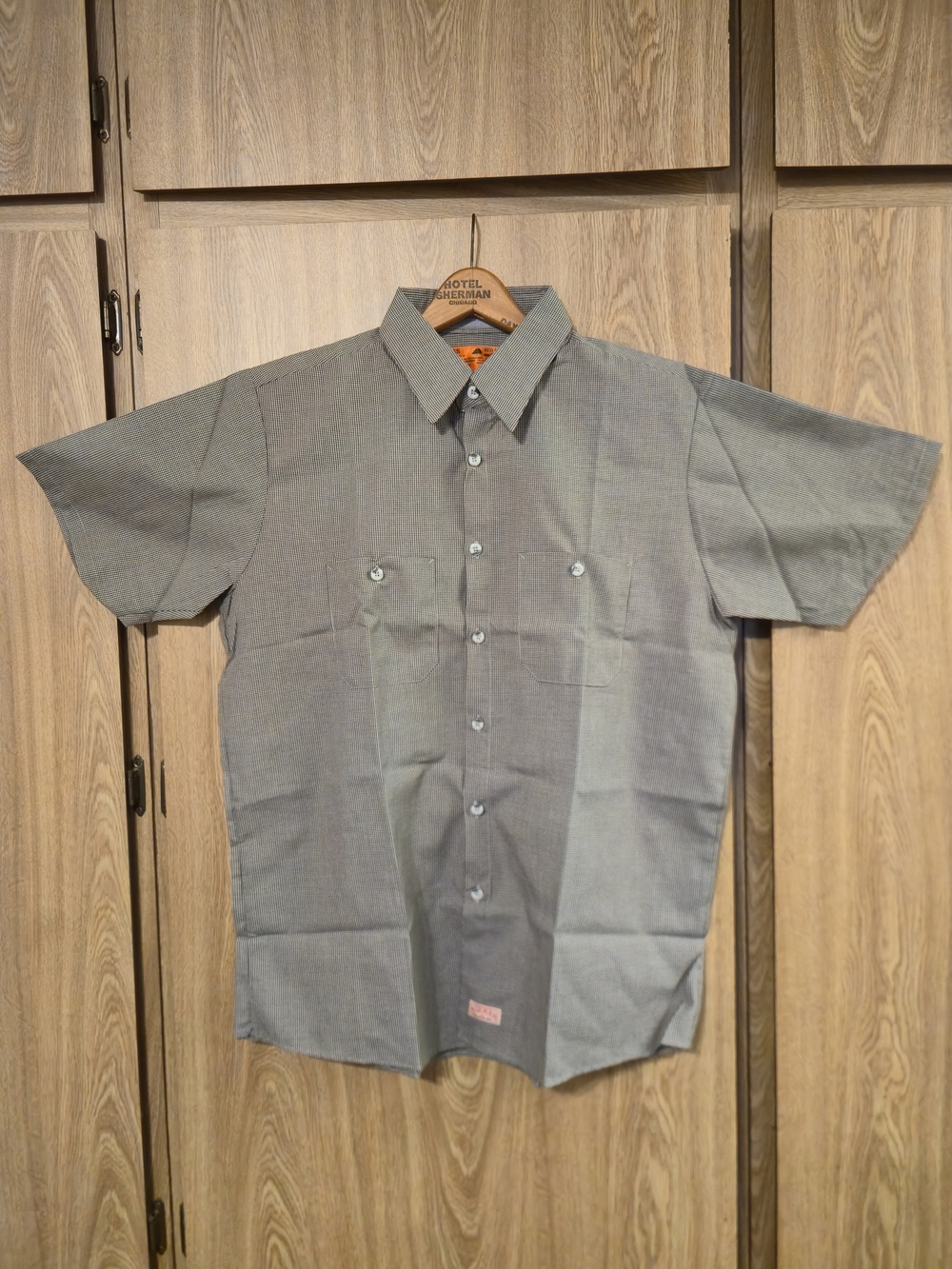 NWOT Red Kap Men's Large Short Sleeve Micro-Check Soft Stripe Work Shirt